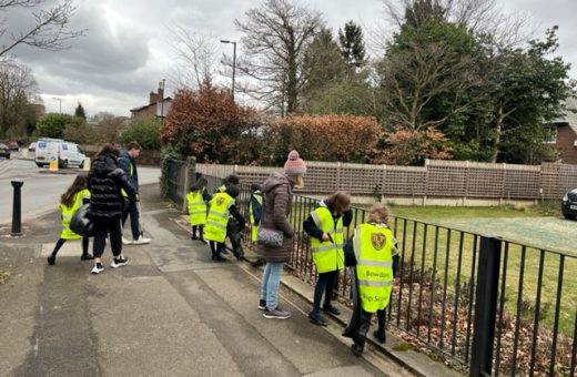 young children on a litter pick