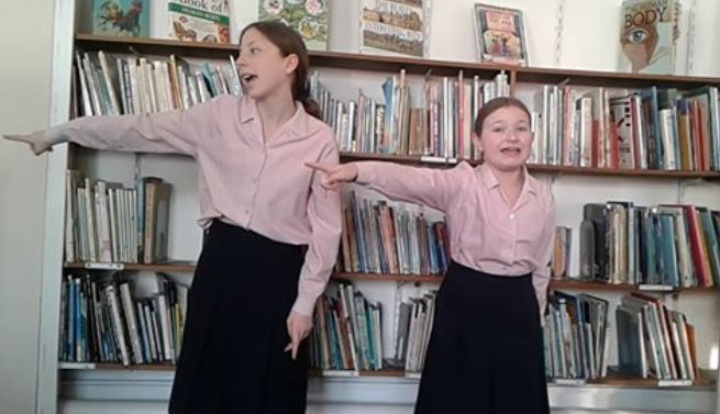 students pointing